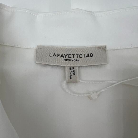 LAFAYETTE 148 NEW YORK Blouse White Button Stretch Collared Size XXL NEW - Picture 8 of 14